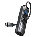 Докинг станция 5 в 1 – Yesido HB23 – Type-C → 3× USB + USB-C + DisplayPort, PD100W, 4K@30Hz, 5Gbps – Сив