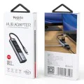 Докинг станция 5 в 1 – Yesido HB23 – Type-C → 3× USB + USB-C + DisplayPort, PD100W, 4K@30Hz, 5Gbps – Сив