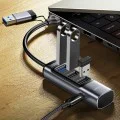 Докинг станция 4 в 1 – Yesido HB19 – USB/Type-C → 3× USB + USB-C, fast charge, 5Gbps – Сив