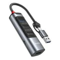 Докинг станция 5 в 1 – Yesido HB20 – USB/Type-C → 4× USB + USB-C, PD100W, fast charge, 5Gbps – Сив