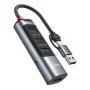Докинг станция 5 в 1 – Yesido HB20 – USB/Type-C → 4× USB + USB-C, PD100W, fast charge, 5Gbps – Сив