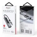 Докинг станция 5 в 1 – Yesido HB20 – USB/Type-C → 4× USB + USB-C, PD100W, fast charge, 5Gbps – Сив