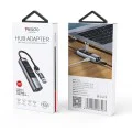 Докинг станция – Yesido HB21 – USB/Type-C → 3× USB + USB-C + RJ45 1000M, PD100W, 5Gbps – Сив