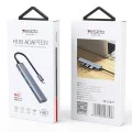 Докинг станция 4в1 – Yesido HB17 – Type-C → 1× USB3.0, 3× USB2.0, Plug&Play, 5Gbps, алуминий – Сива