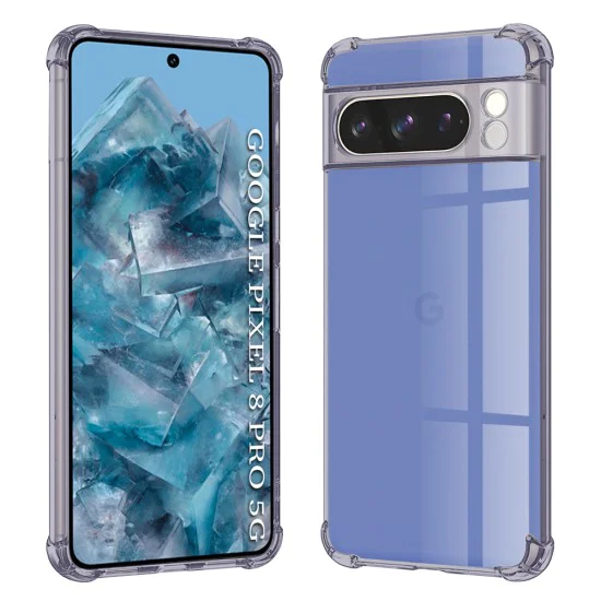 Калъф за Google Pixel 8 Pro - Techsuit - Удароустойчив Clear Silicone - Опушено Черен