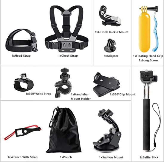Комплект аксесоари – Techsuit CamQuest 15in1 (SA15) – за GoPro – Черен