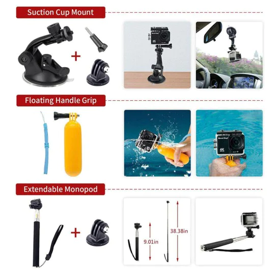 Комплект аксесоари – Techsuit CamQuest 15in1 (SA15) – за GoPro – Черен