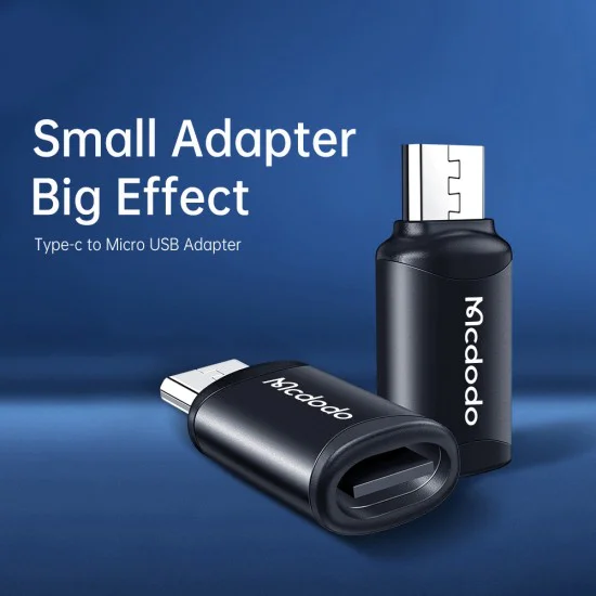 OTG адаптер (OT-7690) - Mcdodo - Type-C към Micro-USB, алуминиева сплав, зареждане и синхронизация - Черно