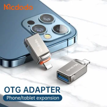OTG адаптер (OT-8600) - Mcdodo - USB 3.0 към Lightning, цинкова сплав, 5.0Gbps - Тъмносиво