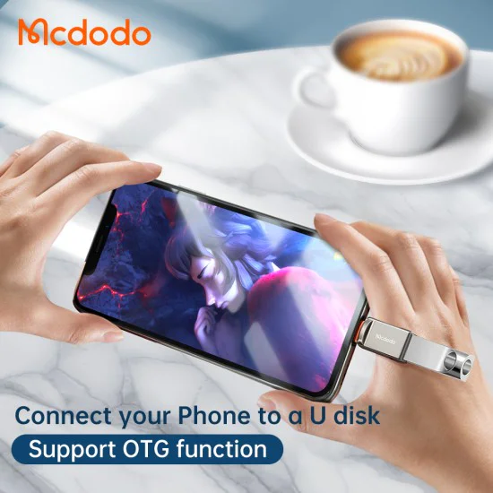 OTG адаптер (OT-8600) - Mcdodo - USB 3.0 към Lightning, цинкова сплав, 5.0Gbps - Тъмносиво