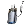 OTG адаптер (OT-7400) - Mcdodo - USB 3.0 към Type-C, 5Gbps, индикаторна светлина, връзка за закачане - Черно