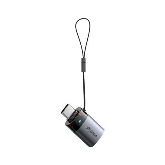 OTG адаптер (OT-7400) - Mcdodo - USB 3.0 към Type-C, 5Gbps, индикаторна светлина, връзка за закачане - Черно