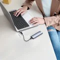 OTG адаптер (OT-7580) - Mcdodo - Type-C към USB 3.0, индикаторна светлина, връзка за закачане - Черно