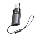 OTG адаптер (OT-7610) - Mcdodo - Lightning към Type-C, 60W, синя светлина, връзка за закачане - Черно