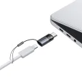 OTG адаптер (OT-7610) - Mcdodo - Lightning към Type-C, 60W, синя светлина, връзка за закачане - Черно