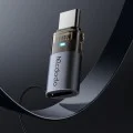 OTG адаптер (OT-7610) - Mcdodo - Lightning към Type-C, 60W, синя светлина, връзка за закачане - Черно