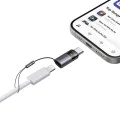 OTG адаптер (OT-7610) - Mcdodo - Lightning към Type-C, 60W, синя светлина, връзка за закачане - Черно