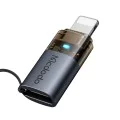 OTG адаптер (OT-7630) - Mcdodo - USB-C към Lightning, 36W, синя светлина, връзка за закачане - Черно