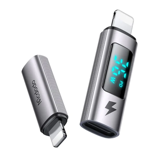 OTG адаптер Wales Series (OT-6100) - Mcdodo - Type-C към Lightning, PD 36W, дисплей, E-Mark чип - Черно