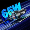 Techsuit - Премиум зарядно за кола DriveBoost (C6) - Бързо зареждане, LED светлина, USB, 2x Type-C 60W, 5V/3A, Алуминиева сплав - Сребристо