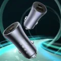 Techsuit - Премиум зарядно за кола RescueVolt (C3) - с метален предпазител за прозорец, бързо зареждане, USB QC18W, USB-C PD30W, 5V/3A - сиво