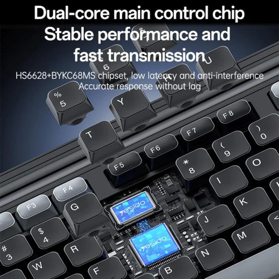 Комплект клавиатура + мишка – Yesido Wireless Keyboard and Mouse Set (KB43) – 2.4GHz, 104 клавиша, DPI 800/1000/1600 – Черен