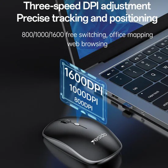 Комплект клавиатура + мишка – Yesido Wireless Keyboard and Mouse Set (KB43) – 2.4GHz, 104 клавиша, DPI 800/1000/1600 – Черен