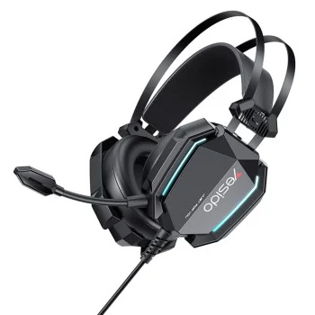 Игрови слушалки – Yesido Wired Headphones (EK03) – 3.5mm жак + USB, микрофон, LED светлини, 2m – Черни
