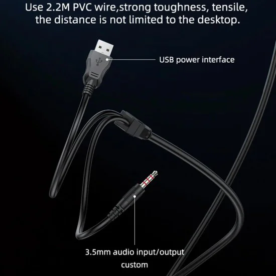 Игрови слушалки – Yesido Wired Headphones (EK03) – 3.5mm жак + USB, микрофон, LED светлини, 2m – Черни