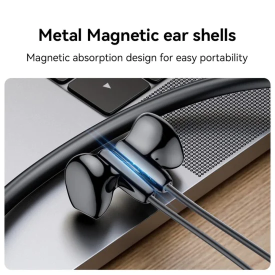 Безжични слушалки – Yesido Wireless Earbuds (YSP21) – Магнитни, огърличен дизайн, Bluetooth V5.3, 280mAh, Type-C – Черни