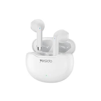 Безжични слушалки – Yesido Wireless Earbuds (TWS21) – Bluetooth V5.3, полу-в ухо, тъч контрол, шумопотискане, 320mAh – Бели