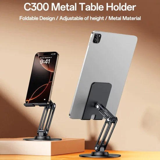 Настолна стойка – Yesido Desk Holder (C300) – алуминий, регулируема, за телефон/таблет 4.7–7.2 – Сребриста