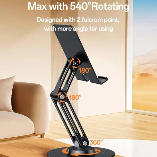 Настолна стойка – Yesido Desk Holder (C300) – алуминий, регулируема, за телефон/таблет 4.7–7.2 – Сребриста