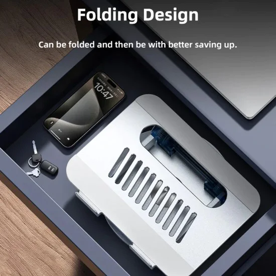 Поставка за лаптоп – Yesido Laptop Holder (LP06) – алуминий, здрава, 360°, за устройства 10–17.3 – Сребриста