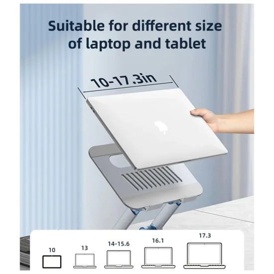 Поставка за лаптоп – Yesido Laptop Holder (LP06) – алуминий, здрава, 360°, за устройства 10–17.3 – Сребриста