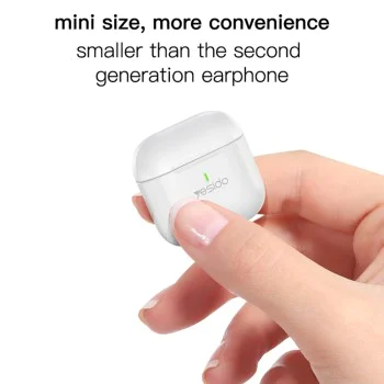 Безжични слушалки – Yesido Wireless Earbuds (TWS17) – Bluetooth V5.1, полу-в ухо дизайн, 200mAh, Type-C – Бели