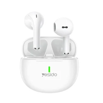 Безжични слушалки – Yesido Wireless Earbuds (TWS18) – Bluetooth V5.1, полу-в ухо дизайн, 220mAh, Type-C – Бели