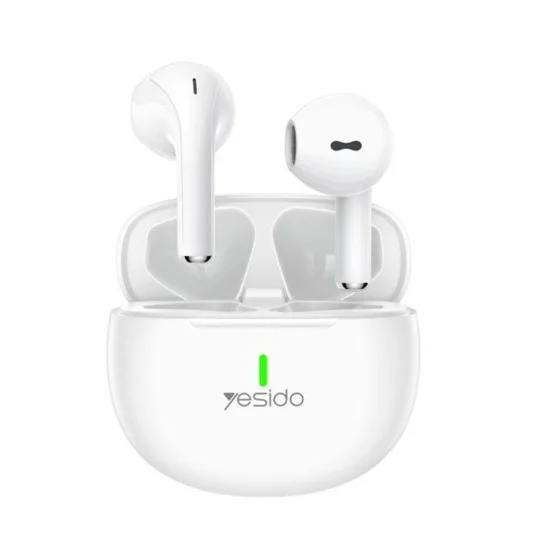 Безжични слушалки – Yesido Wireless Earbuds (TWS18) – Bluetooth V5.1, полу-в ухо дизайн, 220mAh, Type-C – Бели