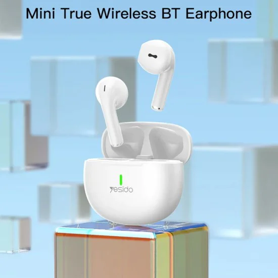 Безжични слушалки – Yesido Wireless Earbuds (TWS18) – Bluetooth V5.1, полу-в ухо дизайн, 220mAh, Type-C – Бели