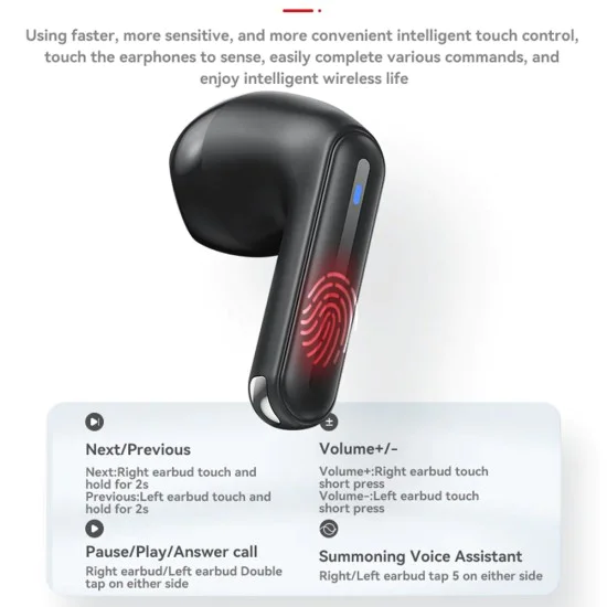 Безжични слушалки – Yesido Wireless Earbuds (TWS19) – ENC, тъч контрол, Bluetooth V5.3, LED дисплей, полу-в ухо, 470mAh – Черни