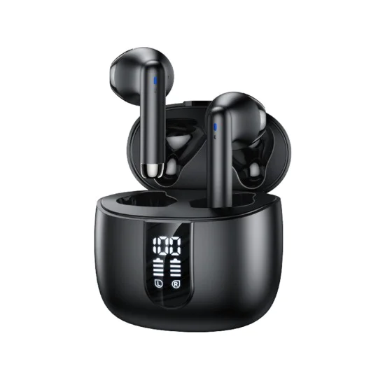 Безжични слушалки – Yesido Wireless Earbuds (TWS22) – Микрофон, Bluetooth V5.3, LED дисплей, тъч контрол, полу-в ухо, 400mAh – Черни