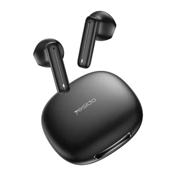 Безжични слушалки – Yesido Wireless Earbuds (TWS25) – Микрофон, Bluetooth V5.3, тъч контрол, полу-в ухо дизайн, 250mAh – Черни