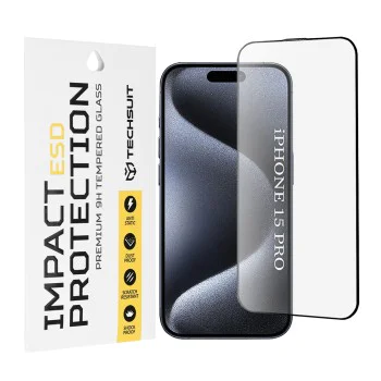 Протектор за iPhone 15 Pro - ESD Glass - черен