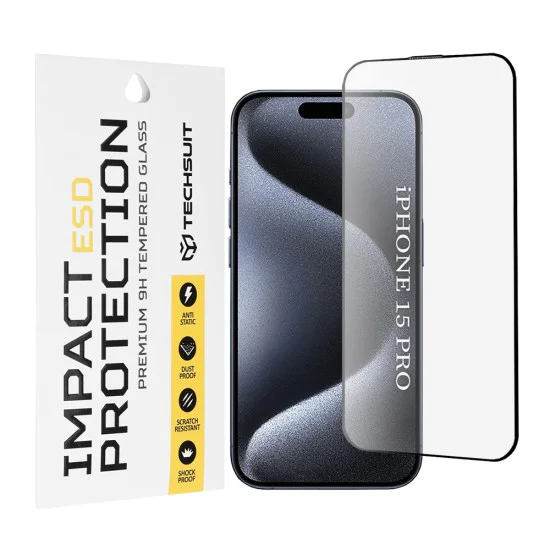 Протектор за iPhone 15 Pro - ESD Glass - черен