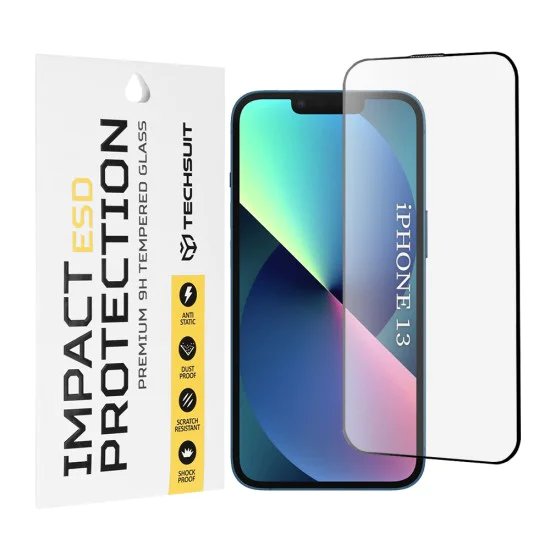 Протектор за iPhone 13 / iPhone 13 Pro / iPhone 14 - ESD стъкло - черен