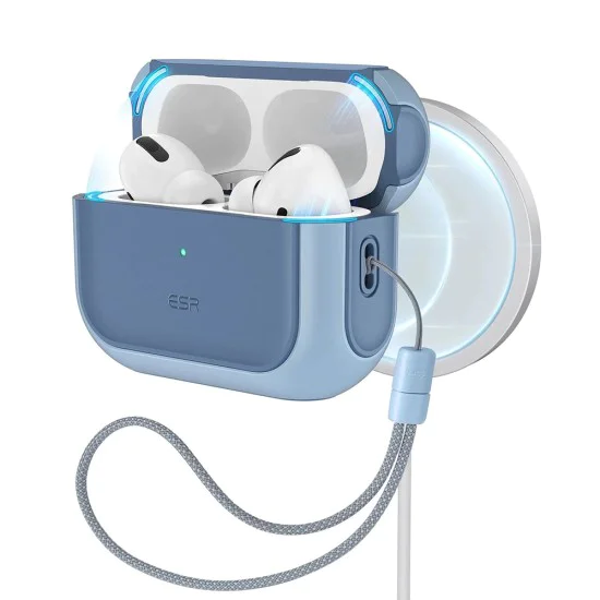 Калъф за Apple AirPods Pro 3 – с MagSafe – ESR Orbit Hybrid HaloLock – Пастелно син