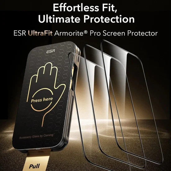Протектор за iPhone 17 Pro Max - ESR - Corning Gorilla Glass UltraFit™ (3 броя) - Черен