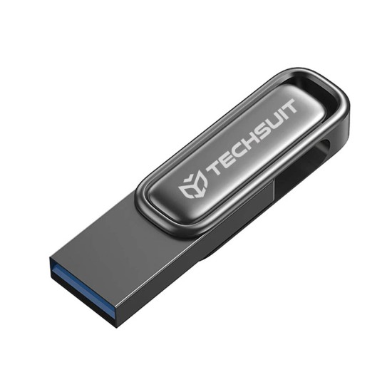 Techsuit - Memory Stick THSM33 (THSM333128) - USB 3.0 флаш памет, 128GB, цинкова сплав, четене 80M/s, запис 18M/s - потъмняла