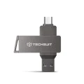 Techsuit - Memory Stick THSM20 (THSM201128) - Двоен интерфейс USB 3.0, Type-C 128GB, Високоскоростна флаш памет - Сив