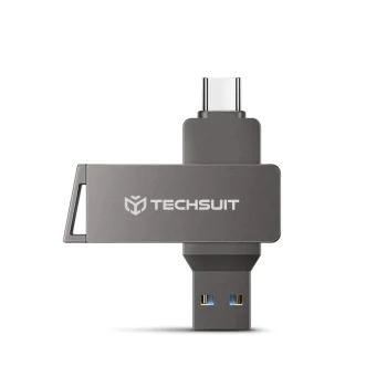 Techsuit - Memory Stick THSM20 (THSM202256) - Двоен интерфейс USB 3.0, Type-C, 256GB, Високоскоростна флаш памет - Сив